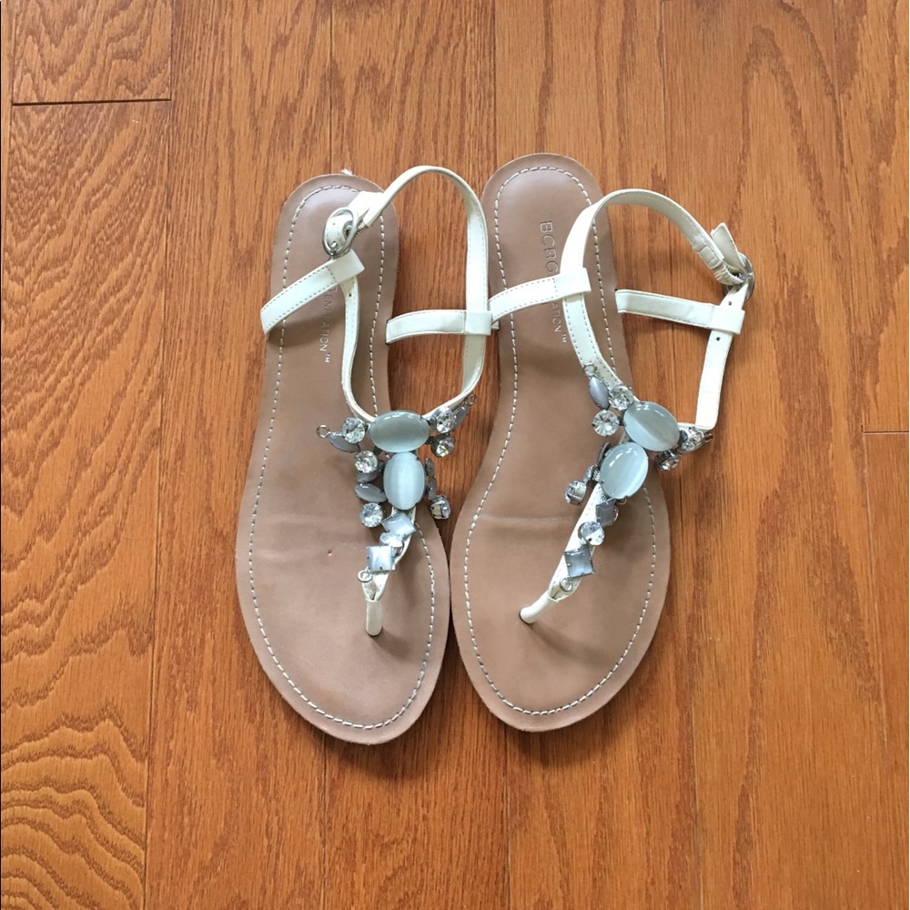 BCBGeneration White Jewel Sandals